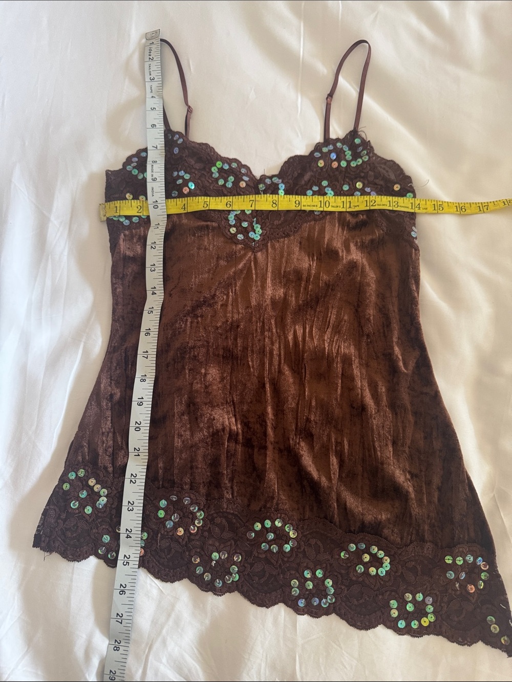 Silver Jeans Brown Velvet Sequin-Embellished Cami - Picture 5 of 7